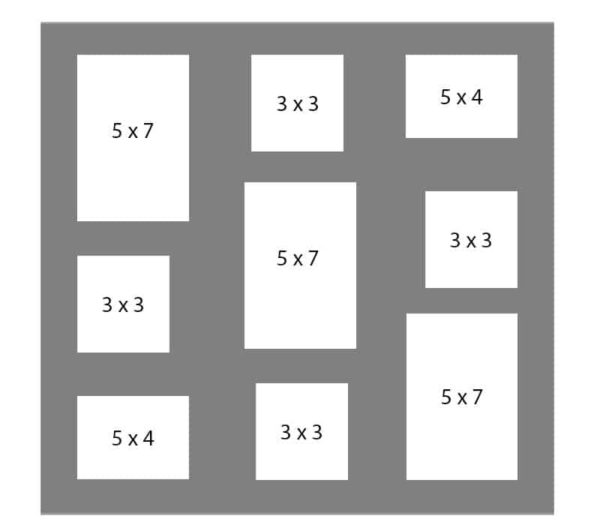#123 EXMO 3-5x7 - w/ 3-3x3 - w/ 2-5x4 Openings