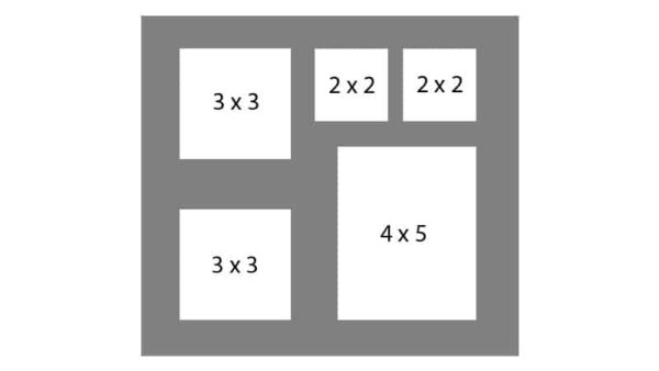 #132 EXMO 2-3x3 w/ 1-4x5 & 2-2x2 Openings
