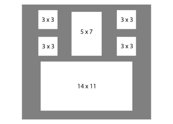 #139 EXMO 1-14x11 w/ 4-3x3 & 1-5x7 Opening